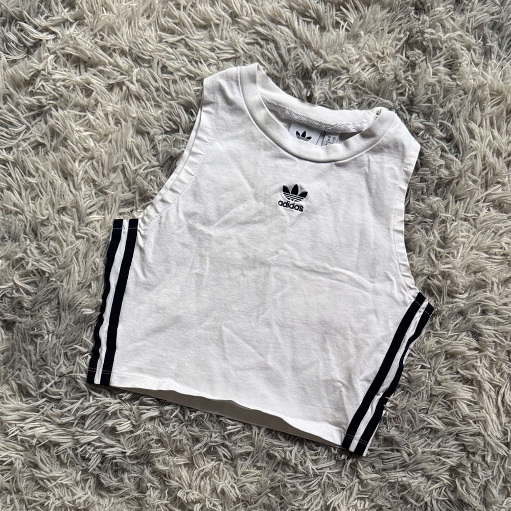 Adidas White Sleeveless Top with Black Accents